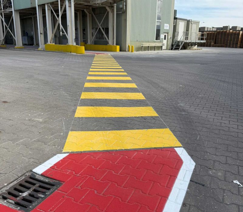 Veiligheidsmarkeringen op bedrijventerrein in regio Nijmegen